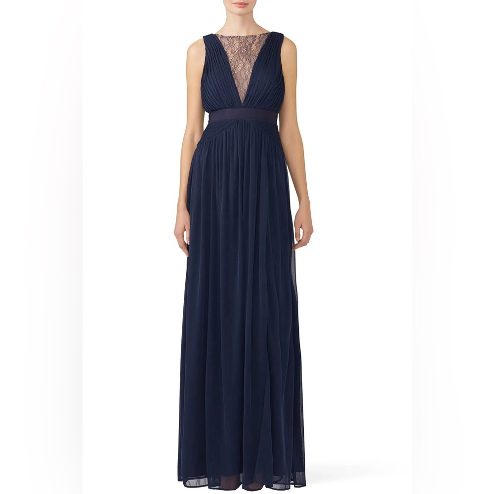 Adrianna Papell Blue Midnight Illusion Gown Size 12 US $180